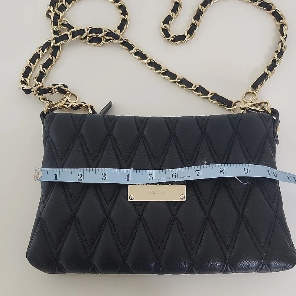 Valentino Black Quilted Leather Shoulder Bag With Removable Chain Straps 10x 7 - Picture 4 of 16